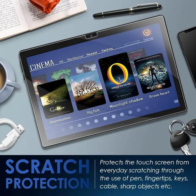 Alt view image 6 of 7 - 2-PACK 10 inch Tablet Screen Protector [9.17 * 5.98 / 233mm * 152mm] Ultra-Clear Anti-Scratch Tempered Glass 10.1 inch Tab Compare size of Tempered Glass Film with Size of your Tablet