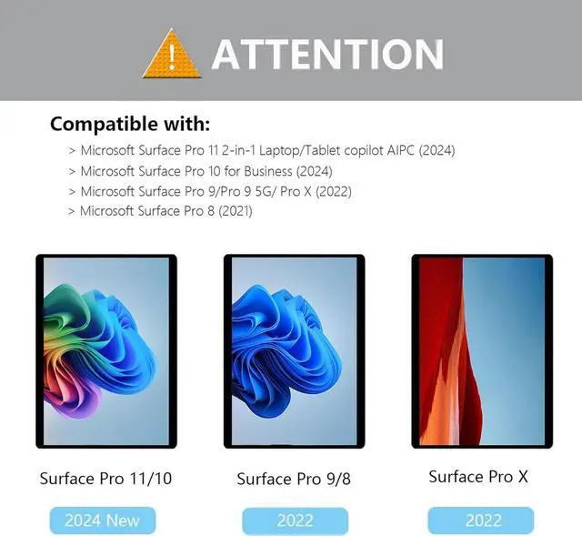 Alt view image 2 of 7 - Screen Protector for Microsoft Surface Pro 11/10 (2024) - Also Fits Surface Pro 9 Pro 8 and Pro X (13 inch) - Tempered Glass/High Sensitivity/Support Surface Pen/Smooth Touch 2 Pack