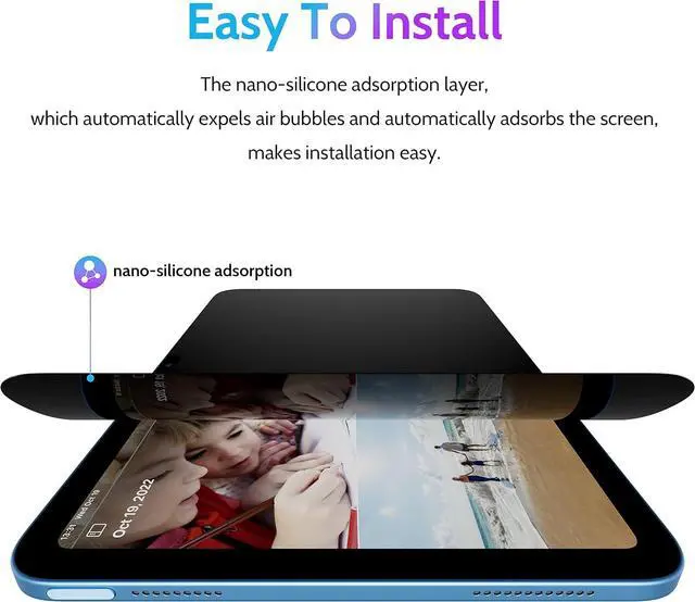 Alt view image 2 of 7 - Privacy Screen Protector for iPad 10th 2022 10.9 & iPad 11th A16 2025 11 Anti Blue Light Glare Spy Private Filter High Sensitive Bubble-Free Easy Install Black Security Screen