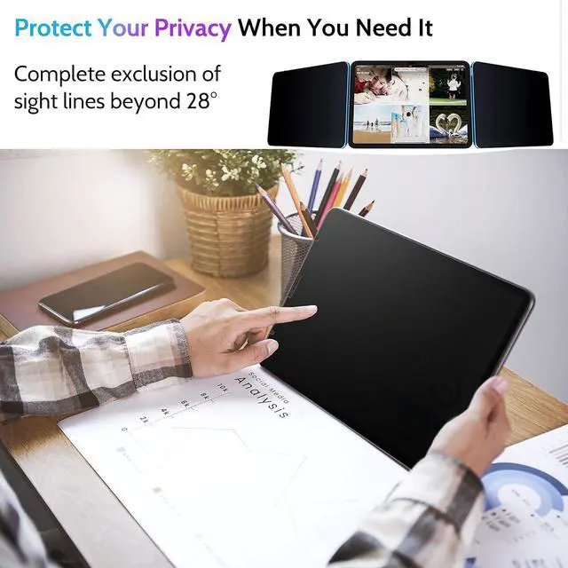 Alt view image 3 of 7 - Privacy Screen Protector for iPad 10th 2022 10.9 & iPad 11th A16 2025 11 Anti Blue Light Glare Spy Private Filter High Sensitive Bubble-Free Easy Install Black Security Screen
