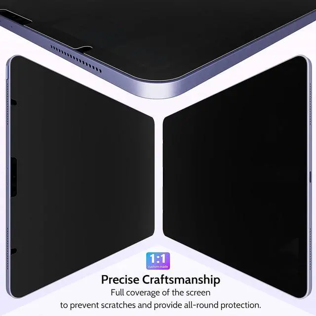 Alt view image 6 of 7 - Privacy Screen Protector for iPad 10th 2022 10.9 & iPad 11th A16 2025 11 Anti Blue Light Glare Spy Private Filter High Sensitive Bubble-Free Easy Install Black Security Screen