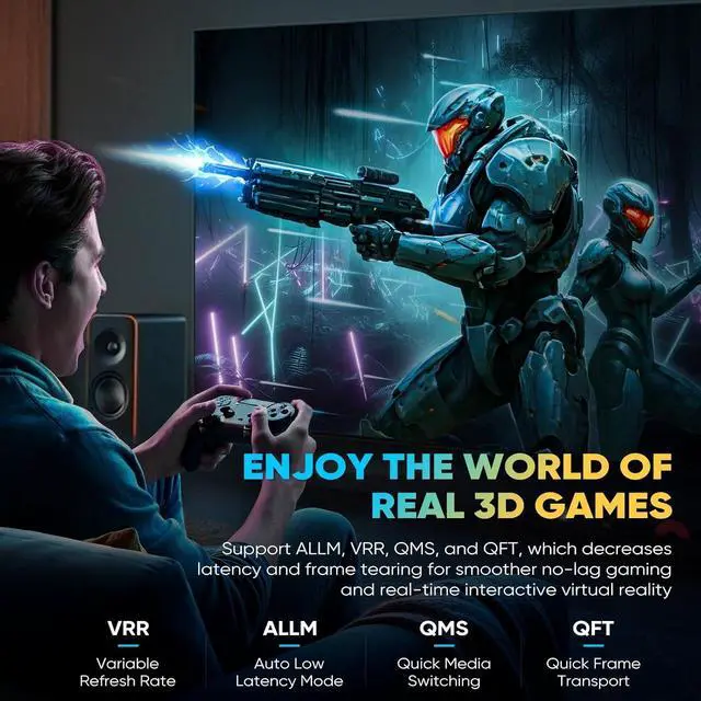 Alt view image 4 of 7 - 10K 8K Long HDMI 2.1 Cable - 16FT Ultra HD Cable High-Speed Lead 48Gbps - Professional Heavy Duty Braided Cord - Multiple Size Options (1.5FT-25FT) - 4K@120Hz, 8K@60Hz, HDR, DTS:X, HDCP 2.2/2.