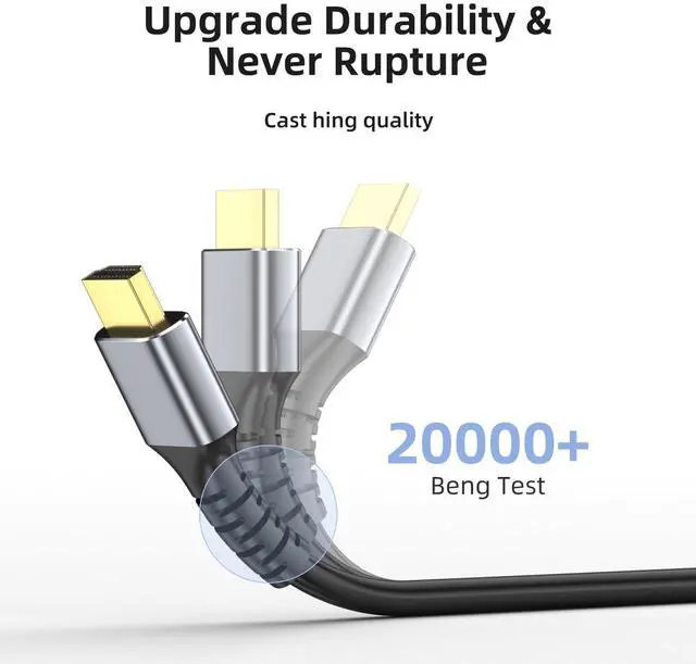 Alt view image 3 of 7 - 4k Hdmi Cable 50ft Ultra High Speed HDMI 2.0 Cable 4K@60Hz 18gbps Gold Plated Connector 3D ARC Ethernet HDMI Cord for HDTV Monitor Laptop  TV Xbox PS4/PS5(Silvery)