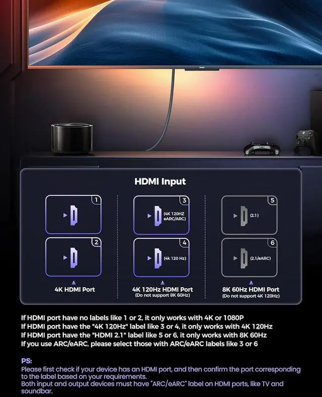 Alt view image 3 of 7 - Certified HDMI 2.1 Cable [4K@240Hz 144Hz 120Hz 8K@60Hz] 1440P Ultra High Speed HDMI Cable 48Gbps (Upgrade Braided) HDR10+ eARC HDCP 2.3 Compatible for Xbox/PS5/PS4/ TV-6.6ft