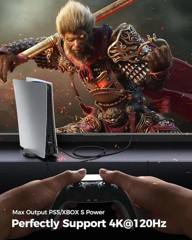 Alt view image 4 of 7 - Certified HDMI 2.1 Cable [4K@240Hz 144Hz 120Hz 8K@60Hz] 1440P Ultra High Speed HDMI Cable 48Gbps (Upgrade Braided) HDR10+ eARC HDCP 2.3 Compatible for Xbox/PS5/PS4/ TV-6.6ft