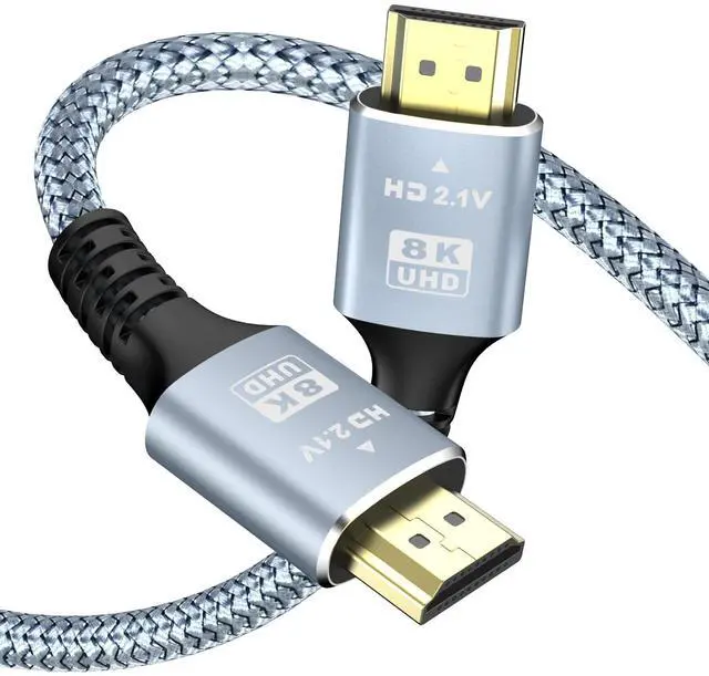 Alt view image 2 of 7 - 8K 10K 4K HDMI Cable 48Gbps 2-Pack 10FT/3M Certified Ultra High Speed HDMI Cable Braided Cord-4K@120Hz 8K@60Hz DTS:X HDCP 2.2 & 2.3 HDR 10 Compatible for  TV/PS5/HDTV/Blu-ray