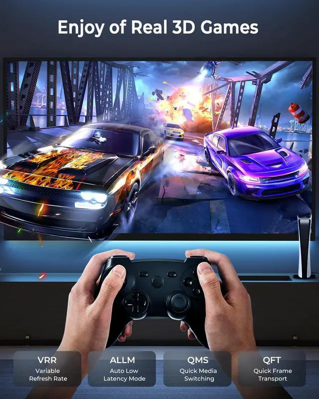 Alt view image 4 of 7 - 8K HDMI Cable 15 ft 2Pack 48Gbps High Speed HDMI 2.1 Cable Braided HDMI Cable 2.1 8K 60Hz 4K 120Hz Support for HDR eARC HDCP 2.2/2.3 HDMI Cord Compatible with HDTV Laptop Monitor PC