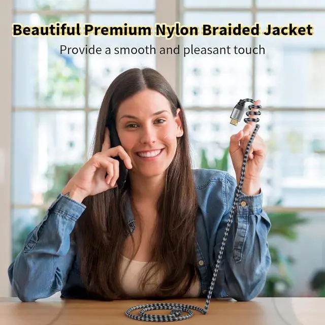 Alt view image 2 of 7 - 4K HDMI Cable 4 Feet/2 Pack High Speed 18Gbps Braided HDMI 2.0 Cable Cord 4K@60Hz 2K 1080P ARC HDR HDCP 3D Sturdy&Flexible&Untangled&Supreme Texture Compatible Monitor UHD TV PC PS5 Xbox+5 Ties