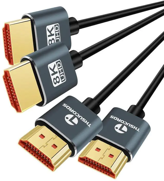 Main image of Ultra Thin 8K 4K HDMI Cables 3.3FT 2 Pack Slim & Flexible Soft High Speed HDMI 2.1 Cord Support 4K@120Hz 8K@60Hz 48Gbps for  TV/HDTV/PS5/Blu-ray