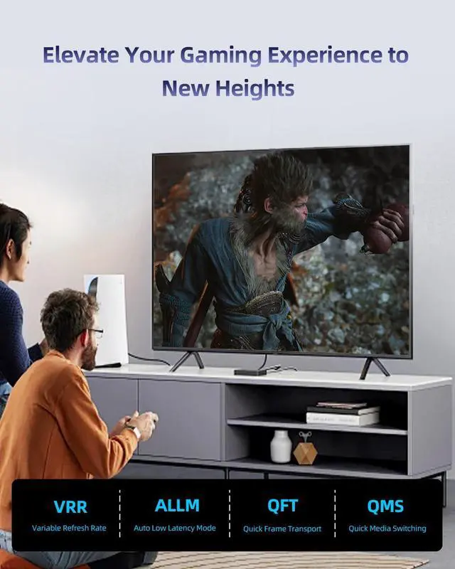 Alt view image 3 of 7 - 10K 8K HDMI 2.1 Cable 6.6FT eARC Certified Ultra High Speed PS5 HDMI Cable Braided-8K@60Hz 4K@120Hz 48Gbps HDCP 2.2 & 2.3 HDR 10 Compatible with PS5/Xbox/TV/RTX 4090/Monitor