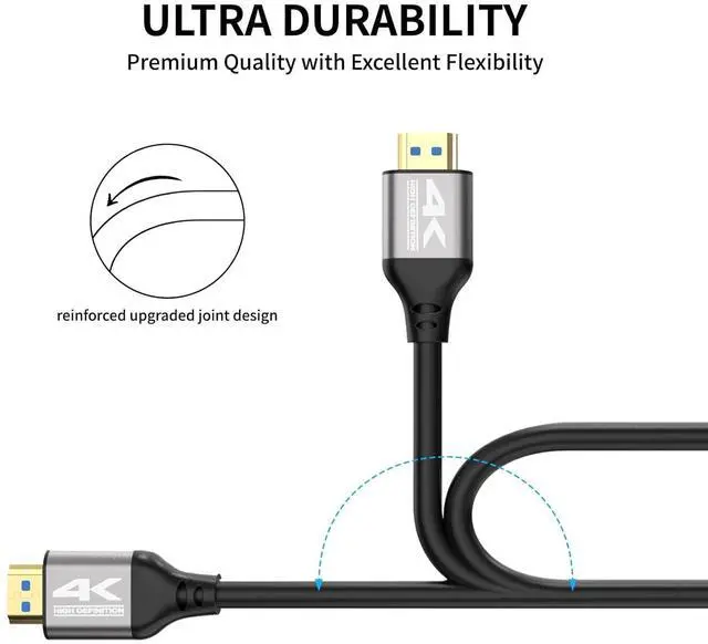 Alt view image 6 of 7 - 4k HDMI Cable 50 FT High Speed HDMI 2.0 Cord Support 4K@60Hz ARC HDR 3D Ethernet Compatible with TV Blu-Ray PS4/5 Projector Soundbar Sky PC Laptop