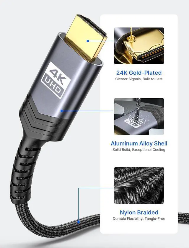 Alt view image 7 of 7 - Mini HDMI to HDMI Cable 6FT [Aluminum Shell Braided] High Speed 4K 60Hz HDMI 2.0 Cord Compatible with Camera Camcorder Tablet and Graphics/Video Card Laptop Raspberry Pi Zero W -Grey