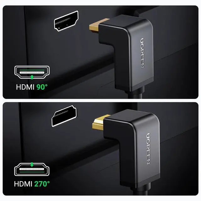Alt view image 4 of 7 - UGREEN HDMI Cable Right Angle 4K 90 Degree HDMI Cord High Speed Down Angle HDMI 2.0 Cable, 4K@60Hz HD 3D 1080P ARC Compatible for Laptop Monitor Nintendo Switch Xbox PS5 PC TV 6.6FT