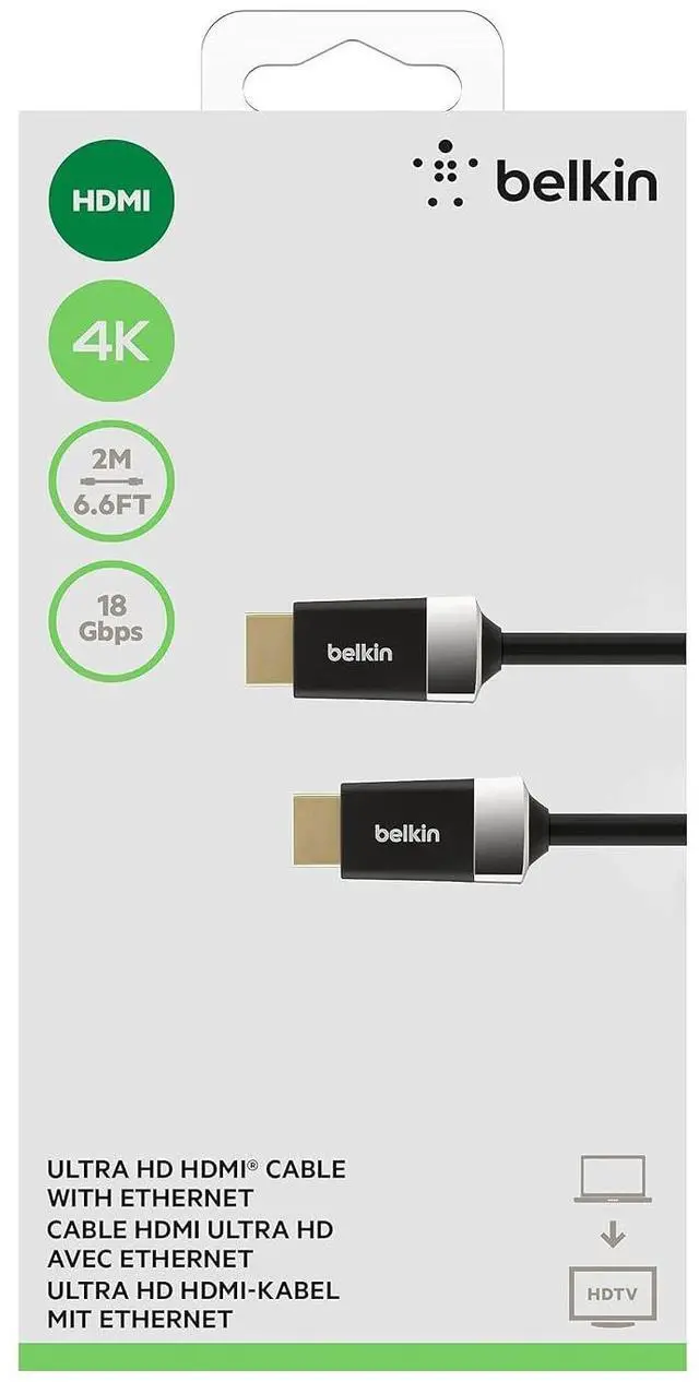 Alt view image 2 of 5 - 6.6ft/2M HDTV High-Speed HDMI Cable w/Ethernet 4K/Ultra HD HDR & 3D Compatibility 18Gbps Data Transfer for Streaming Gaming Home Theater Supports HDMI 2.0 for TVs Monitors Projectors