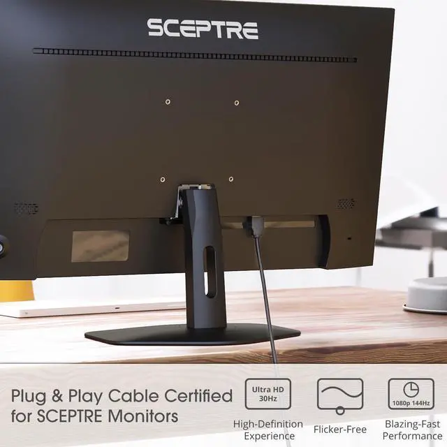 Alt view image 6 of 7 - HDMI Cable 5ft HDMI 1.4 with Ethernet 1920x1080 FHD 144Hz 100Hz 75Hz 60Hz High Speed HDCP Male-to-Male 1.5m Genuine Parts Made for Sceptre Monitor TV Gaming Console PC Laptop Projector