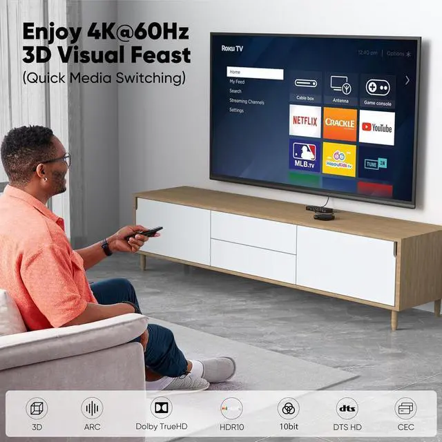 Alt view image 3 of 7 - 4K HDMI Cable 0.5FT 2-Pack 6 Inch High Speed 18Gbps HDMI 2.0 Cord Support 4K@60Hz / 2K@144Hz HDR10 Dolby ARC HDCP 2.2 for TV Monitor PC Laptop HDMI Switch HDMI Splitter KVM Projector