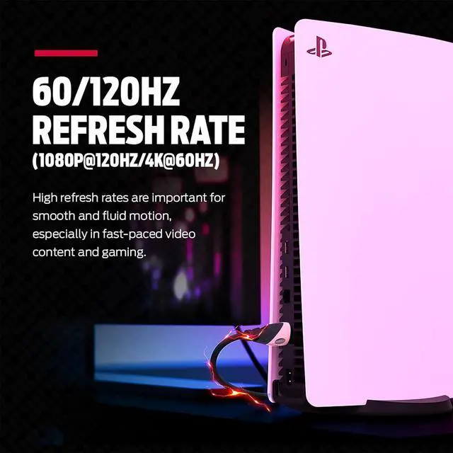 Alt view image 4 of 7 - Rose Gold HDMI Cable 4K Ultra HD  Xbox Series X PlayStation 5 Nintendo  TV HDMI Cable  24K Gold Contacts High Speed 21 Gbps 60/120 Hz Duraflex Coating (12 FT)