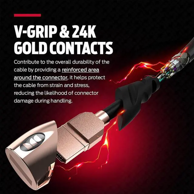 Alt view image 6 of 7 - Rose Gold HDMI Cable 4K Ultra HD  Xbox Series X PlayStation 5 Nintendo  TV HDMI Cable  24K Gold Contacts High Speed 21 Gbps 60/120 Hz Duraflex Coating (12 FT)