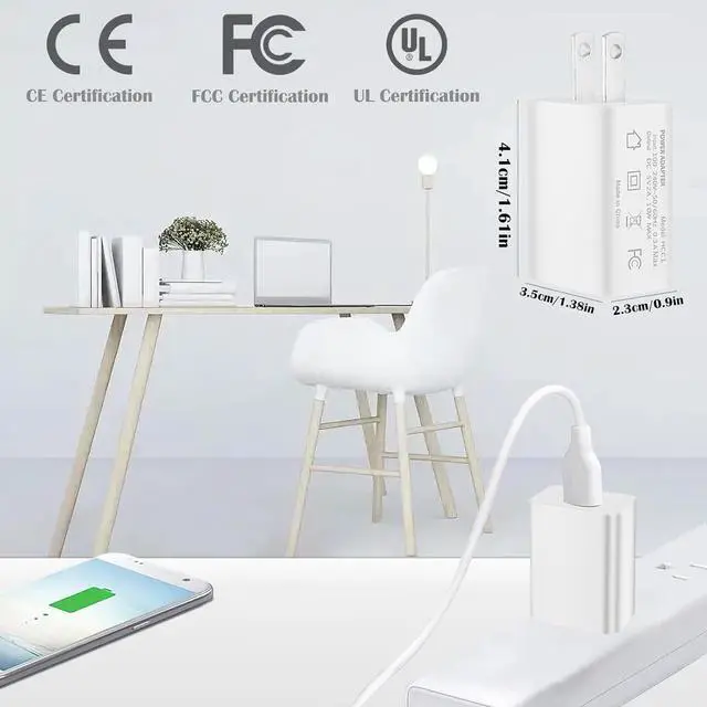 Alt view image 5 of 7 - USB Wall Plug Charger Adapter AC Power Connector 5V 2A Power Charging Block Adapter Converter for Cell Phone Computer Camera Bedside Lamp Fan LED Light String