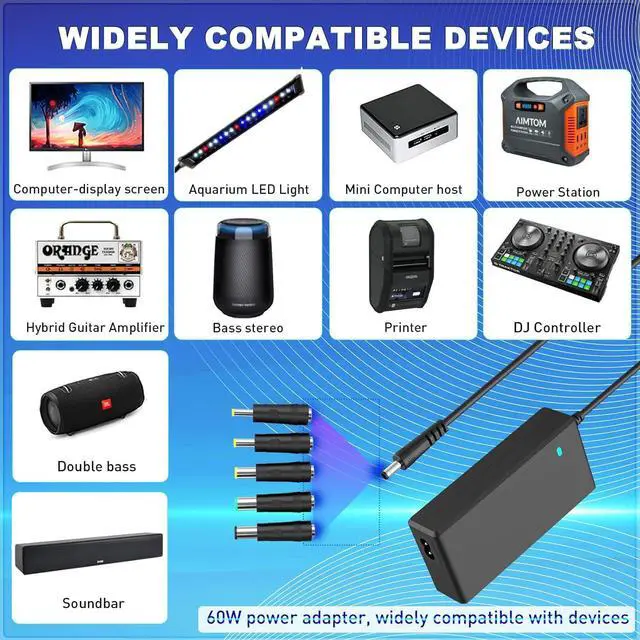 Alt view image 2 of 7 - 15V AC Power Supply Adapter Suitable for DC15V Electronic Devices Speakers displays Printers DJ Controllers Mini amplifiers etc. DC Output:0.5A 1A 1.5A 2A 2.5A 2.7A 3A 4A (60W/65W)