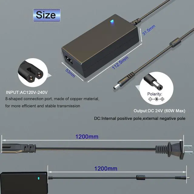Alt view image 7 of 7 - 15V AC Power Supply Adapter Suitable for DC15V Electronic Devices Speakers displays Printers DJ Controllers Mini amplifiers etc. DC Output:0.5A 1A 1.5A 2A 2.5A 2.7A 3A 4A (60W/65W)