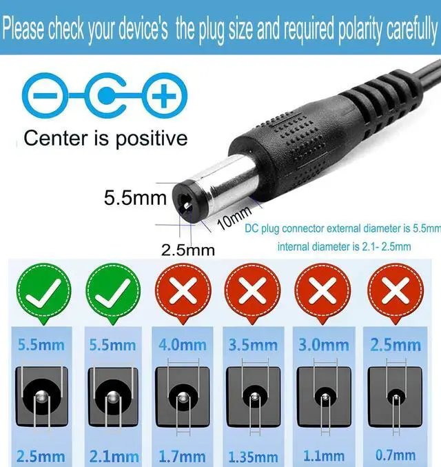 Alt view image 3 of 6 - DC 6V 2A Power Supply Adapter 100-240 AC to 6V 2A (2000mA) Power Adapter DC6V Power Cord /5.5x2.5mm Compatible US Plug AC/DC Transformer