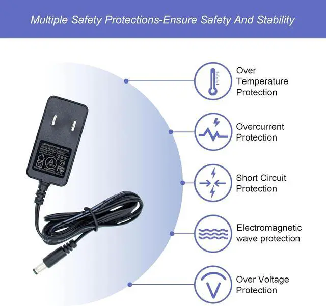 Alt view image 4 of 7 - 12V 1A 0.8A 0.5A 5FT Power Supply Adapter 12W AC DC Adapter with 5.5 x 2.1mm Plug and 9 Interchangeable Jacks Plug for LED Strip Light BT Speaker GPS Webcam Router etc 1 Pack