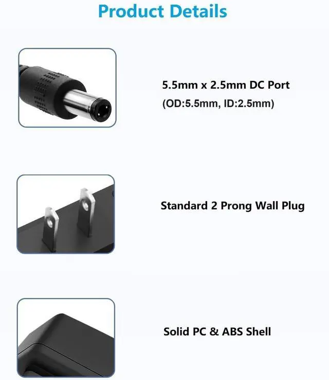 Alt view image 4 of 6 - 5V DC Power Supply 1A Universal AC Adapter 100-240 50/60Hz Adapter to 5 Volts 1Amp Transformer DC 5V Power Cord 5.5mm x 2.5mm Plug & 8 Tips