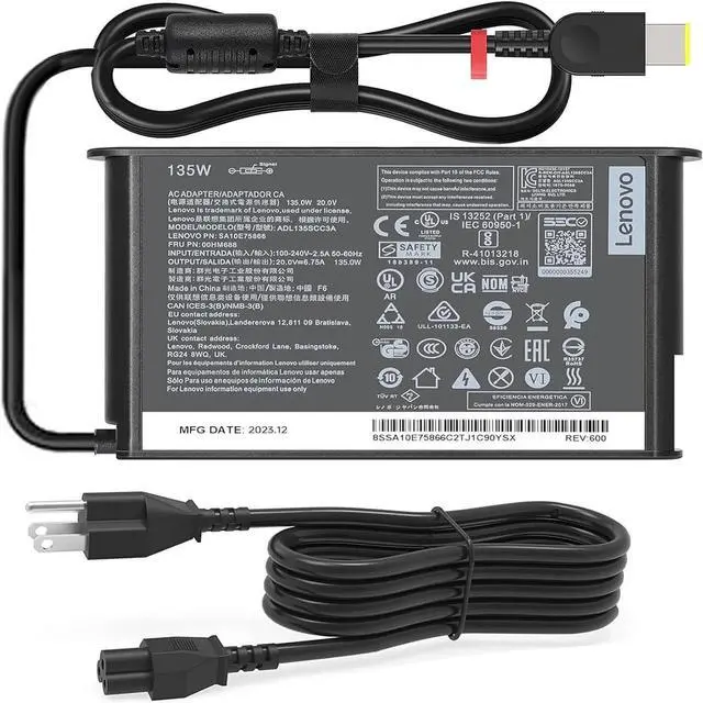 Main image of 135W AC Charger Fit for  ThinkPad P1 20MD 20ME ThinkPad X1 Extreme 20MG G510 G5005 Y50-70 Y50P-70 Y520-15 Y700-14 Y700-17 Y70-70 ADL135SDC3A Thunderbolt 4 3 Dock Laptop Power Adapter