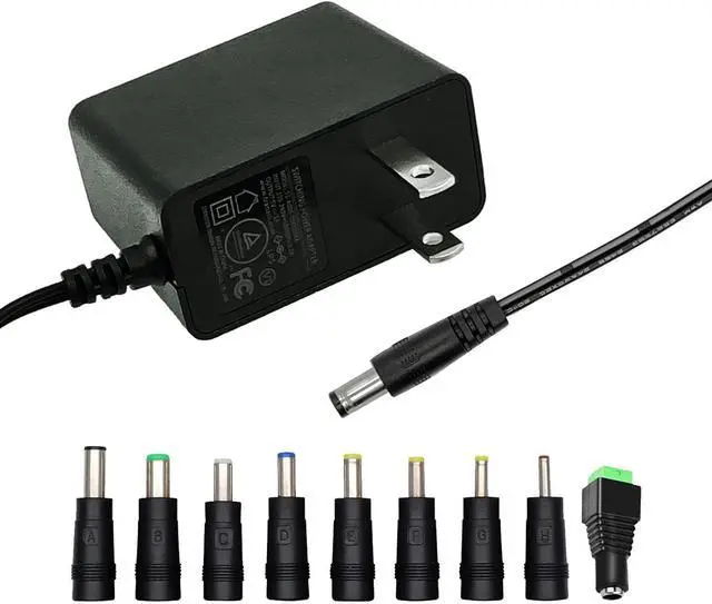 Main image of 5V 1A Wall Charger Power Adapter with Plug 5.5 x 2.1mm 5W Universal AC/DC Adapter 100-240V AC to DC 5V Power Cord Converter with 9 Interchangeable Jacks Plug (1 Pack)