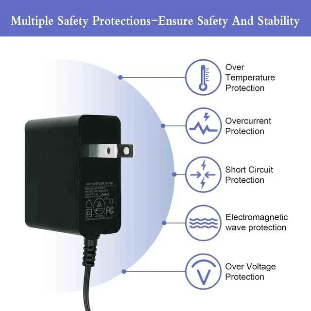 Alt view image 7 of 7 - 5V 1A Wall Charger Power Adapter with Plug 5.5 x 2.1mm 5W Universal AC/DC Adapter 100-240V AC to DC 5V Power Cord Converter with 9 Interchangeable Jacks Plug (1 Pack)