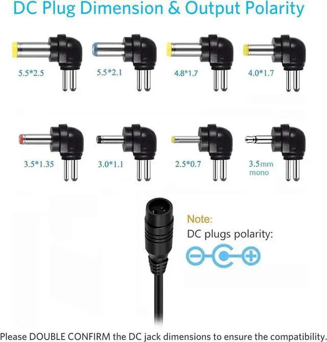 Alt view image 2 of 7 - 12W Universal 3V 4.5V 5V 6V 7.5V 9V 12V AC DC Adapter Power Supply for Household Electronics Mp3 Routers TV Boxes LCD Tablets CCTV IP Cameras Max. 1000mA [BB]