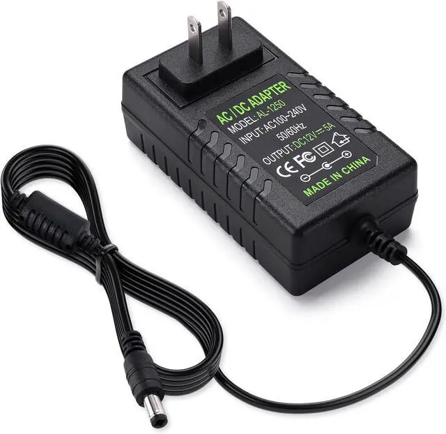 Main image of DC AC Wall Outlet Power Supply 60W 12V/5A Adaptor 5.5x2.5mm Connector
