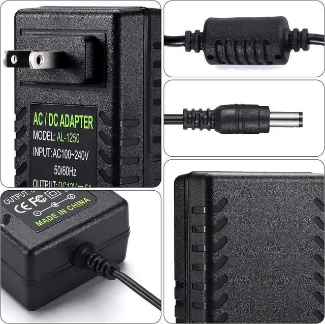 Alt view image 2 of 7 - DC AC Wall Outlet Power Supply 60W 12V/5A Adaptor 5.5x2.5mm Connector