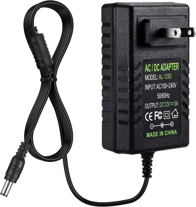 Alt view image 3 of 7 - DC AC Wall Outlet Power Supply 60W 12V/5A Adaptor 5.5x2.5mm Connector