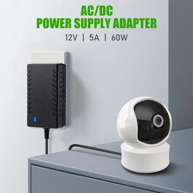 Alt view image 7 of 7 - DC AC Wall Outlet Power Supply 60W 12V/5A Adaptor 5.5x2.5mm Connector
