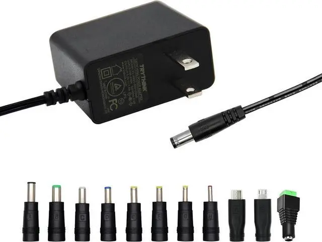 Main image of 5V 1A AC Adapter Power Supply Charger 5W Universal AC/DC Adapter 100-240V AC to DC 5V Power Cord Converter with 11 Interchangeable Jacks Plug for USB Hub TV Box Router Camera and More (1 Pack)