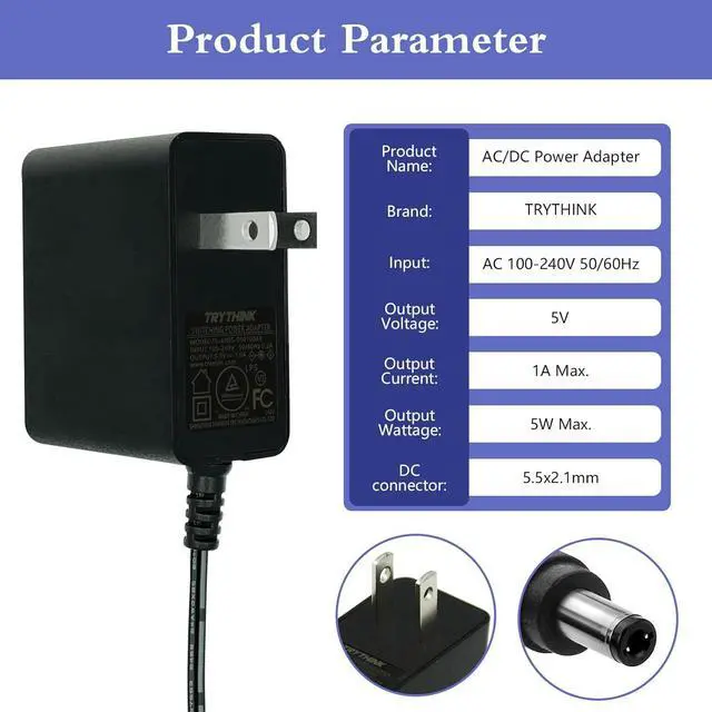 Alt view image 3 of 6 - 5V 1A AC Adapter Power Supply Charger 5W Universal AC/DC Adapter 100-240V AC to DC 5V Power Cord Converter with 11 Interchangeable Jacks Plug for USB Hub TV Box Router Camera and More (1 Pack)