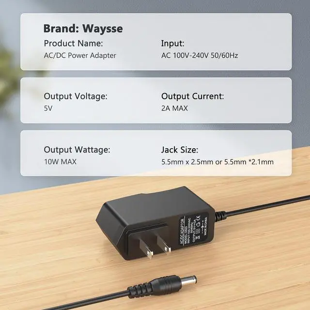 Alt view image 4 of 7 - 5V 2A Power Adapter 5V 2A Power Supply Adapter AC Adapter 100V-240V AC Power Adapter Wall Charger for TV Box Camera Speaker Router & More DC Devices