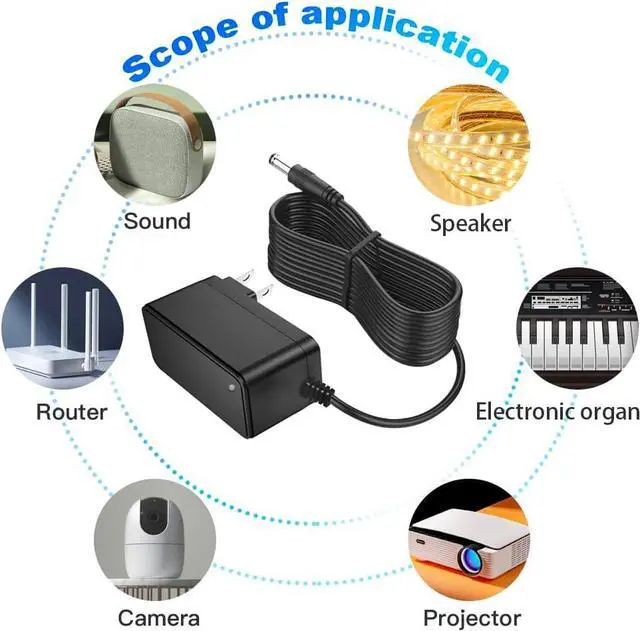 Alt view image 4 of 7 - 5V 1A Power Supply Adapter 5W AC/DC Wall Charger adaper 10ft Extension Power Cord Replacement with 5.5x2.5mm/2.1mm Plug 5 Volt 1Amp Power Adapter Transformer Cable [10ft]