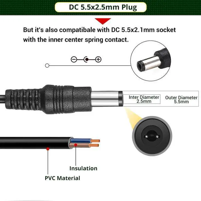 Alt view image 3 of 7 - 2 Pack 12V 1A AC/DC Power Supply 100-240V AC to DC 12V 1A Power Adapter 12W 12V 1 Amp Wall Adapter 12 Volts 1000mA Regulated Switching Power Converter with 5.5x2.5mm & 5.5x2.1mm DC Plug