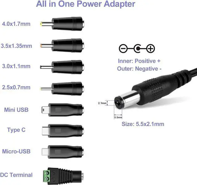 Alt view image 3 of 5 - 5V 2A 10W DC Power Supply Adapter AC/DC Wall Charger AC 100V-240V to DC 5 Volt 2Amp 1A 1.5A Replacement Power Cord USB Type C for Security Camera Baby Monitor Scanner TV Box Raspberry USB Hub