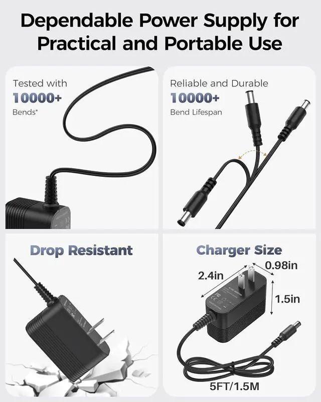 Alt view image 4 of 7 - 12V Power Supply AC Adapter 12 Volt Charger Universal Power Adapter for DC in 12V Power Cord with 10 Interchangeable Jacks for 1000mA 900mA 800mA 700mA 600mA 500mA 400mA 300mA 200mA 100mA Electronic