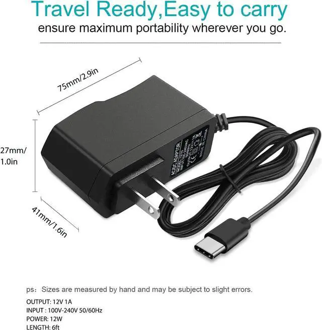 Alt view image 5 of 5 - 12V AC/DC Adapter USB-C Power Cord Compatible for AVAPOW A58 A68 A28 A08 A18 4000A 6000A 2000A 3000A Car Jump Starter Power Supply