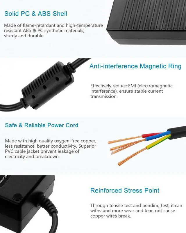 Alt view image 6 of 7 - 24V Power Supply DC 24 Volt 5A AC Adapter 100-240V AC/DC Adapter Transformer Compatible 5 Amp 4A 3A 2.7A 2.5A 2A with 5.5 * 2.5mm/2.1mm Tip for LED Strip CCTV Camera Printer LCD Monitor
