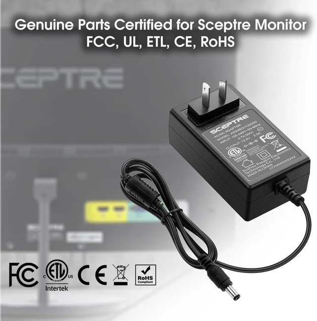 Alt view image 6 of 6 - Power Adapter 24W 12V-2A AC/DC Power Cord 5.5x2.1mm Router Light Strip