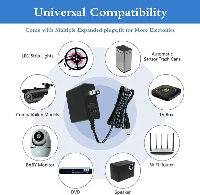 Alt view image 4 of 7 - AC Adapter 6V 2A Power Supply with 9 DC Plug Tips 12W Universal AC110V to DC6V 2000mA 1500mA 1000mA 500mA Power Driver for Sensor Trash Cans Elliptical Monitor and More DC 6V Devices(1 Pack)