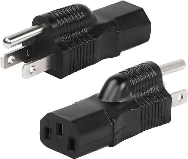 Main image of (2pack NEMA 5-15P to IEC320 C13 AC Power Converter Computer Power Extension Adapter L-Shaped US 3 Prong Male Plug to C13 Female Socket Power Adapter Plug 10A/125V