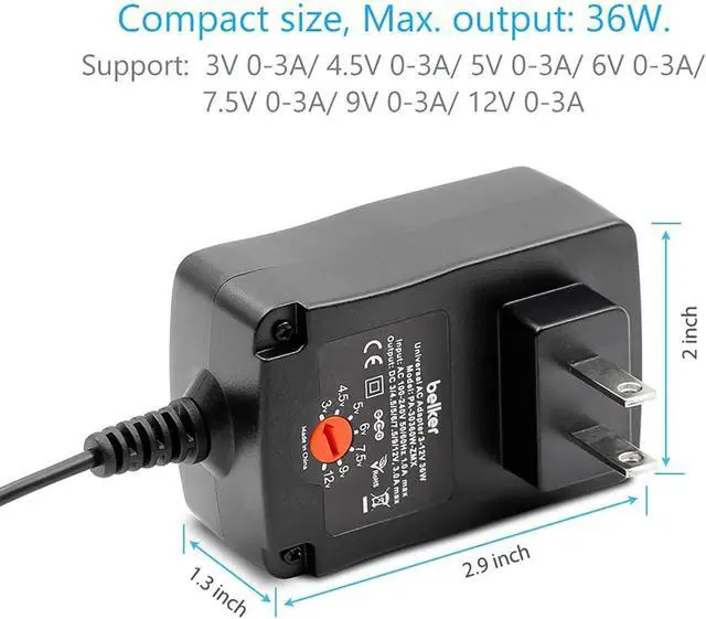 Alt view image 3 of 7 - 36W Universal 3V 4.5V 5V 6V 7.5V 9V 12V AC DC Adapter Power Supply for LCD LED Light Strip Router HUB Speaker Smart Phone TV Box 1A 1.5A 2A 2.5A 3A 3000mA Amp Max.
