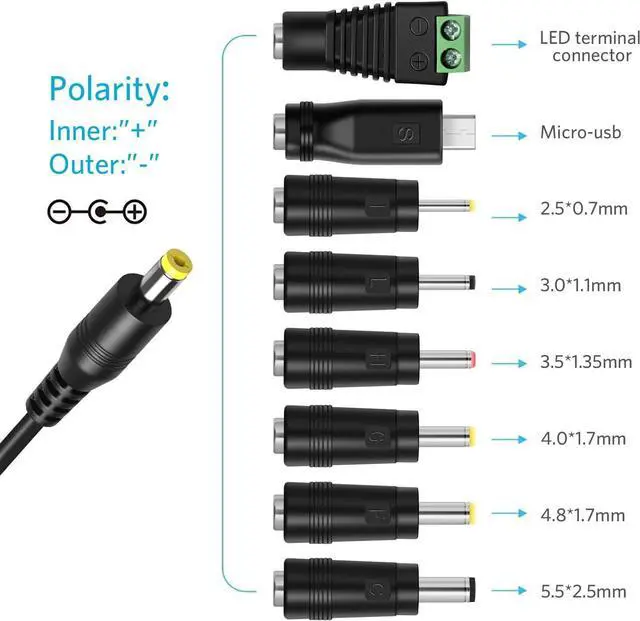 Alt view image 2 of 7 - 36W Universal 3V 4.5V 5V 6V 7.5V 9V 12V AC DC Adapter Power Supply for LCD LED Light Strip Router HUB Speaker Smart Phone TV Box 1A 1.5A 2A 2.5A 3A 3000mA Amp Max.